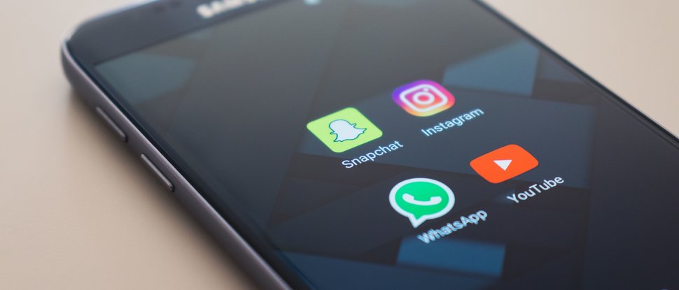 Snapchat, Instagram, Whatsapp, Youtube on smartphone