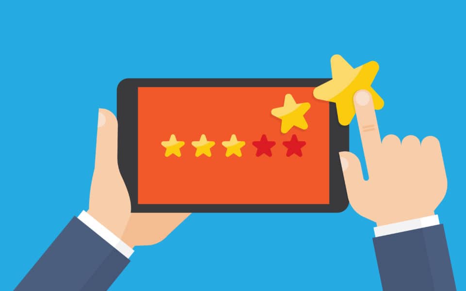 5 star review on a smartphone