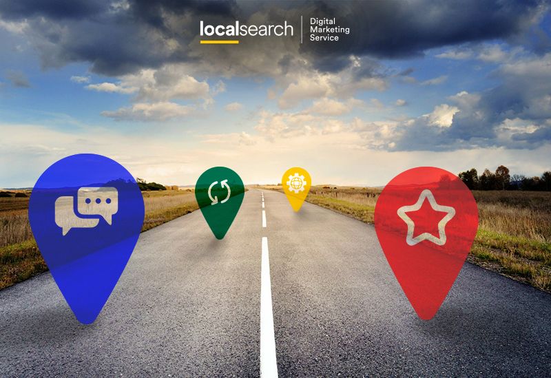 Road with location pin points