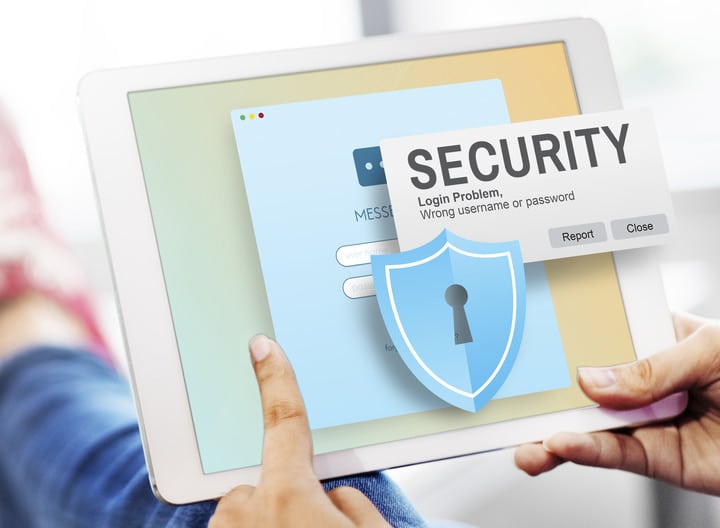 Password security warning on tablet