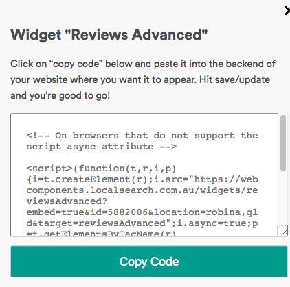 Get Localsearch Widget code
