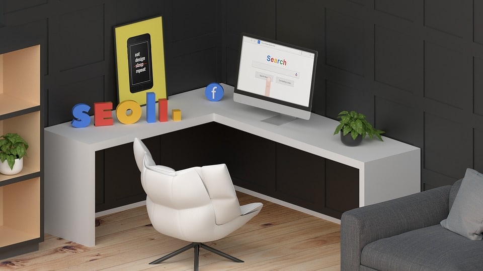 Clean desktop with digital marketing options