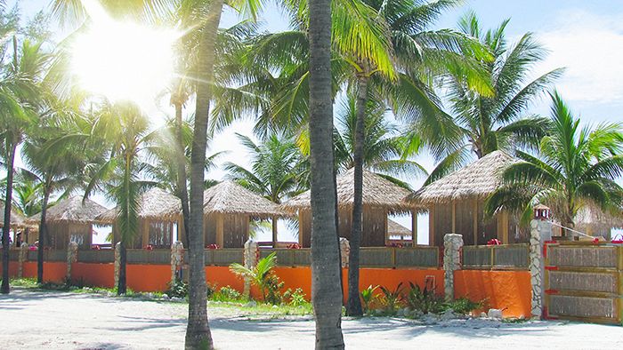 Huts on a beach in The Bahamas