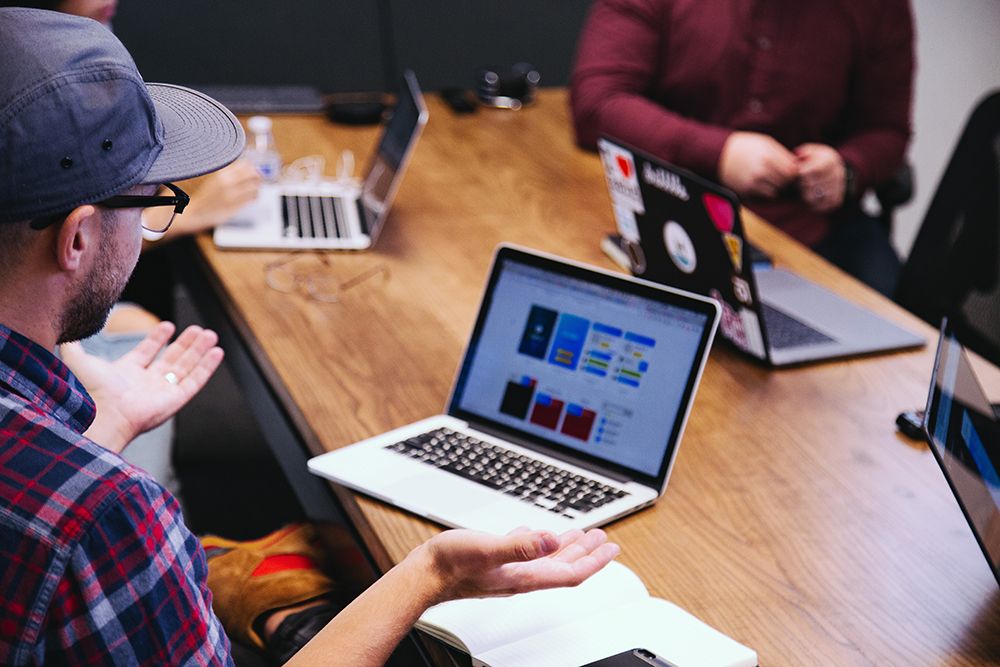 Web designer working on a website