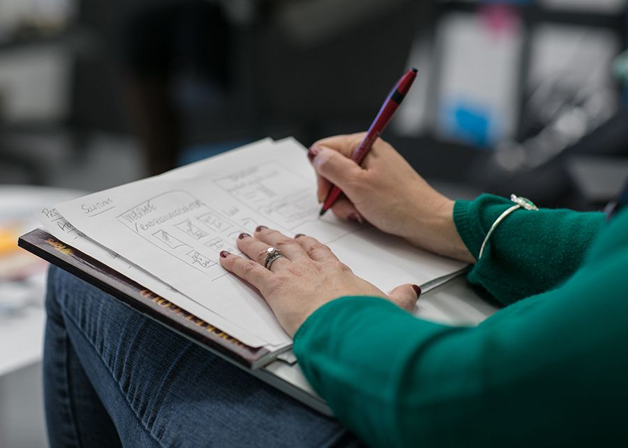 Designer sketching a layout