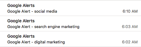 Google Alerts in email inbox - Localsearch