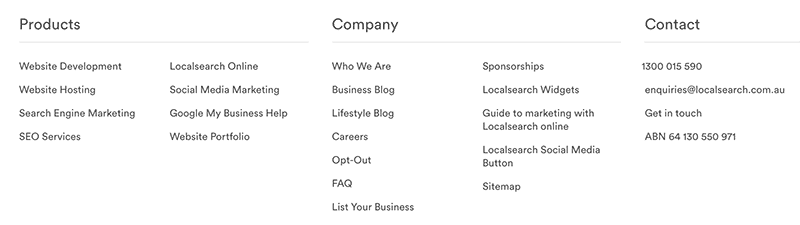 website footer example