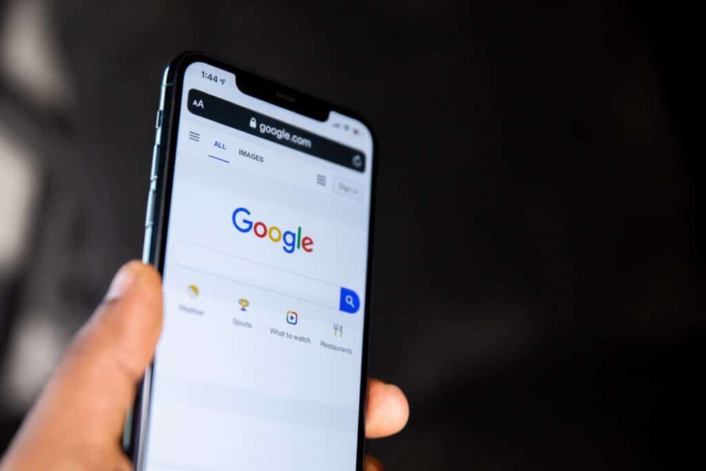 phone with google on in hand