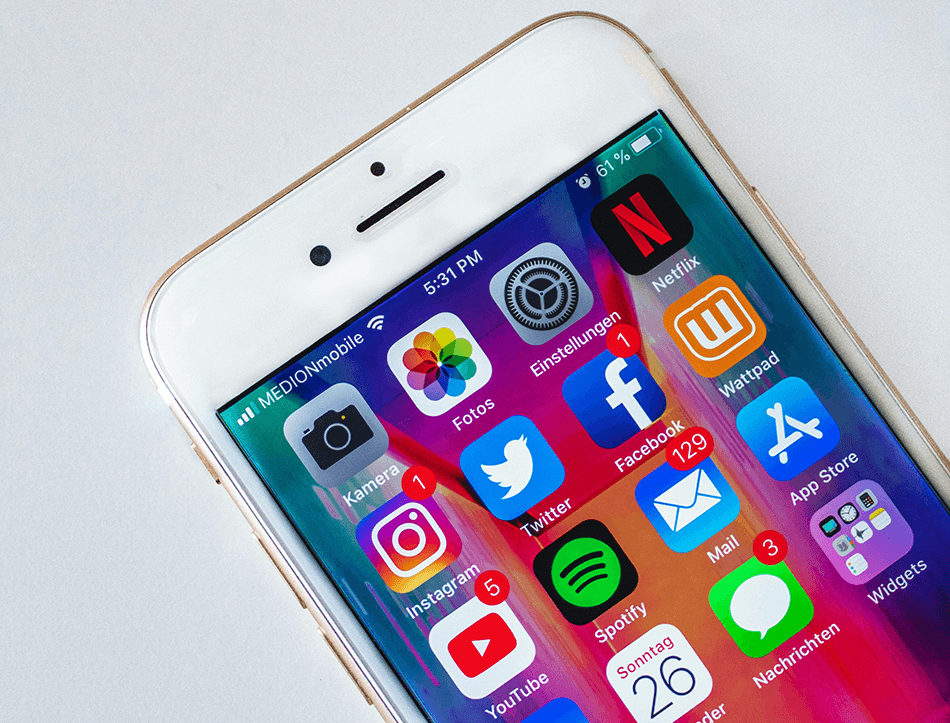 iPhone with Social Media Apps