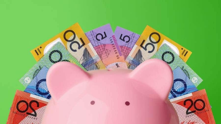 Piggy bank with Australian Money