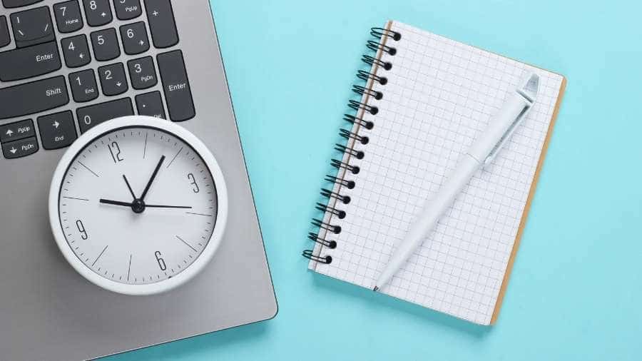 Laptop on blue background