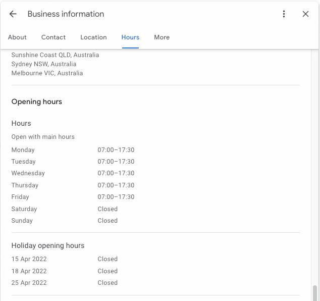 Holiday Trading Hours Google Business Profile