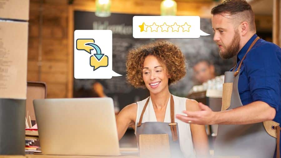 Business Owner Responding to Online Reviews