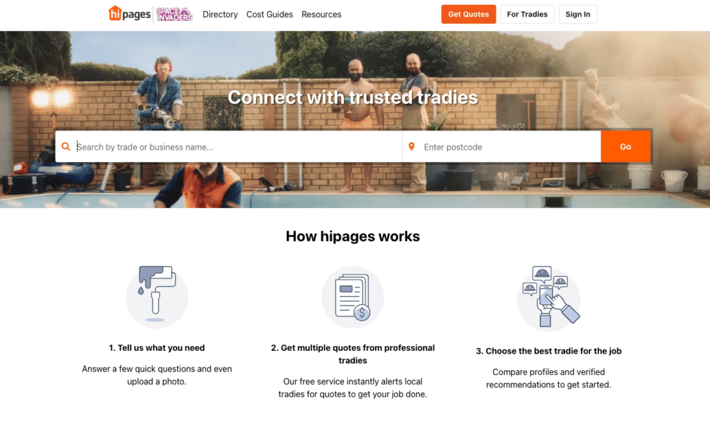 hipages.com.au homepage