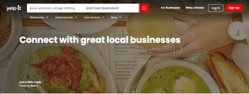 Yelp Australia Homepage